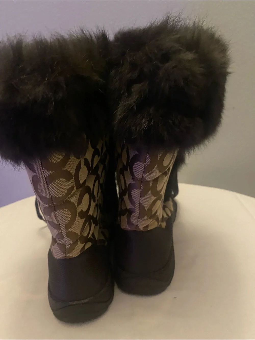 Brown Faux-Fur Trim Lace-Up Winter Boots